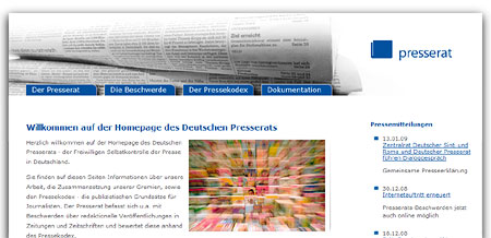 Homepage des deutschen Presserats