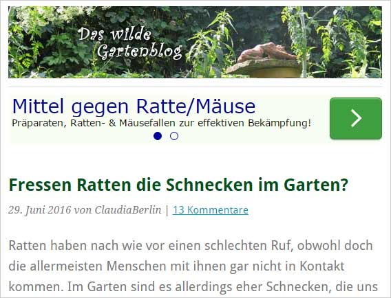 Anzeige im Gartenblog