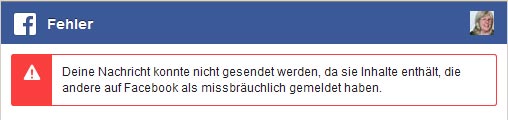 FAcebook Fehlermeldung